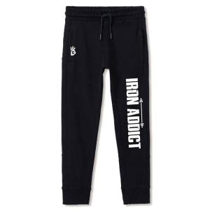 Black Iron Addict Printed Logo Gym Wear and Casual Trouser