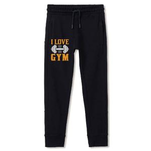 Black I Love Gym Printed Logo Trouser