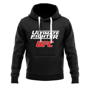 Black The Ultimate Fighter UFC Logo Digital Print Kangaroo Hood