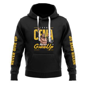 John Cena Never Give Up  Digital Print Black Kangaroo Hoodie