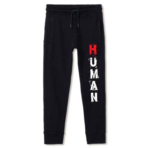 Human Gym Motivational Black Digital Printed Trouser