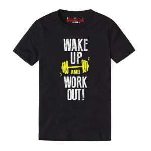 Wake Up and Work Out Gym Wear Digital Print T Shirt