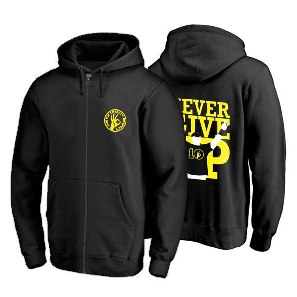 Buy John Cena Never Give Up Digital Print Black Zipper Hoodie