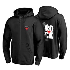 The Rock  Bull Logo Limited Edition Digital Print Black Zipper Hoodie