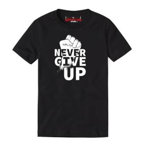 Never Give Up Gym Motivational Digital Print T Shirt