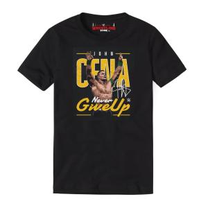 Black John Cena Never Give Up Digital Print T Shirt
