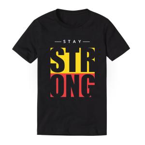 Black Stay Strong Gym Digital Printed T Shirt