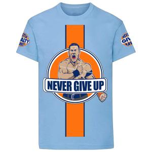 Men's Light Blue/Orange John Cena Never Give Up T-Shirt