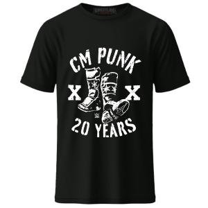 Men's Black CM Punk 20 Years Boots T-Shirt