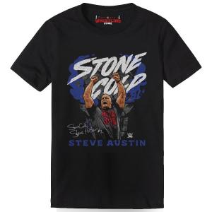 Stone Cold Steve Austin Pose Digital Print Black T Shirt